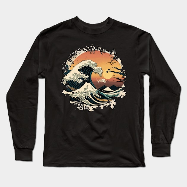 Great Wave Long Sleeve T-Shirt by piksimp